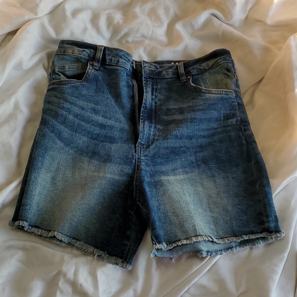 Stretchy Denim High Rise Shorts